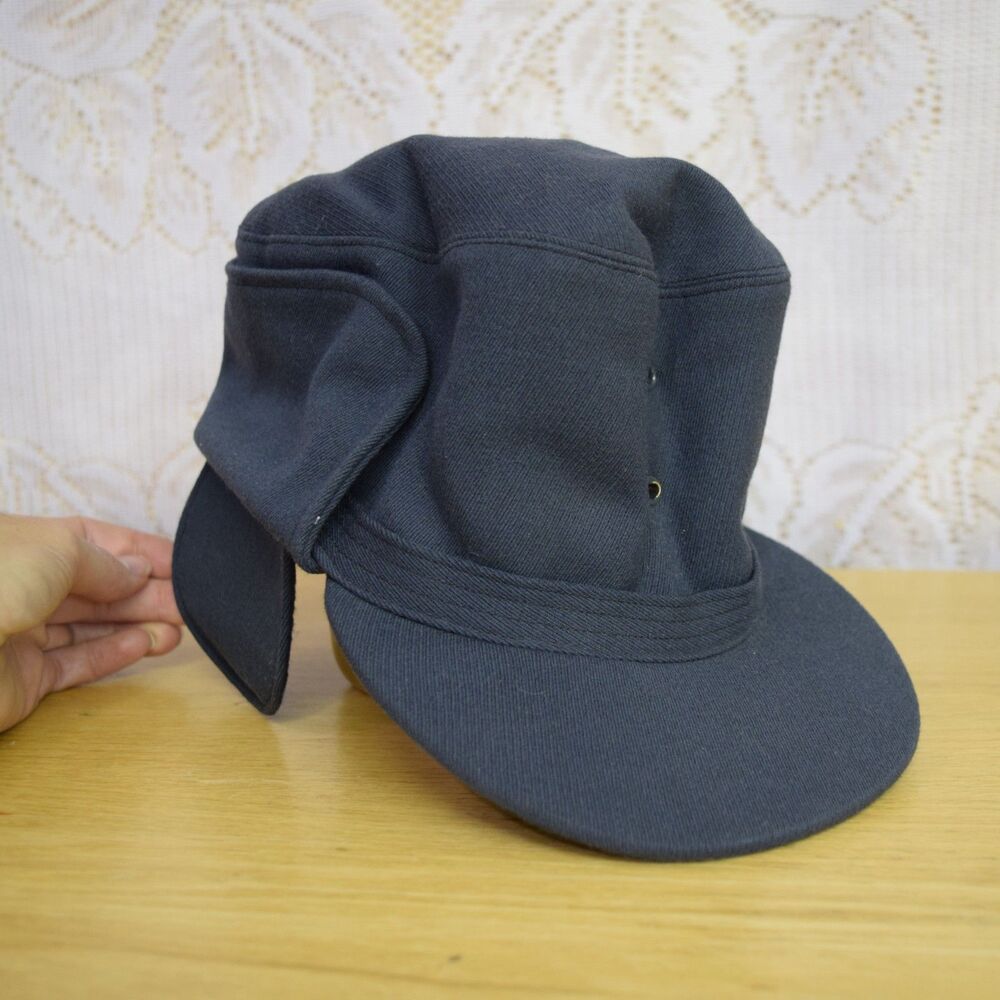 Vintage Wool SVEA 57 1966 Swedish Military Hat Ear Flaps Air Force Uniform Cap
